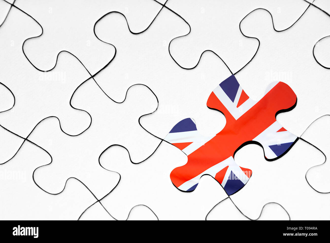 Großbritannien Flagge Puzzleteil auf weißem Hintergrund Stockfoto