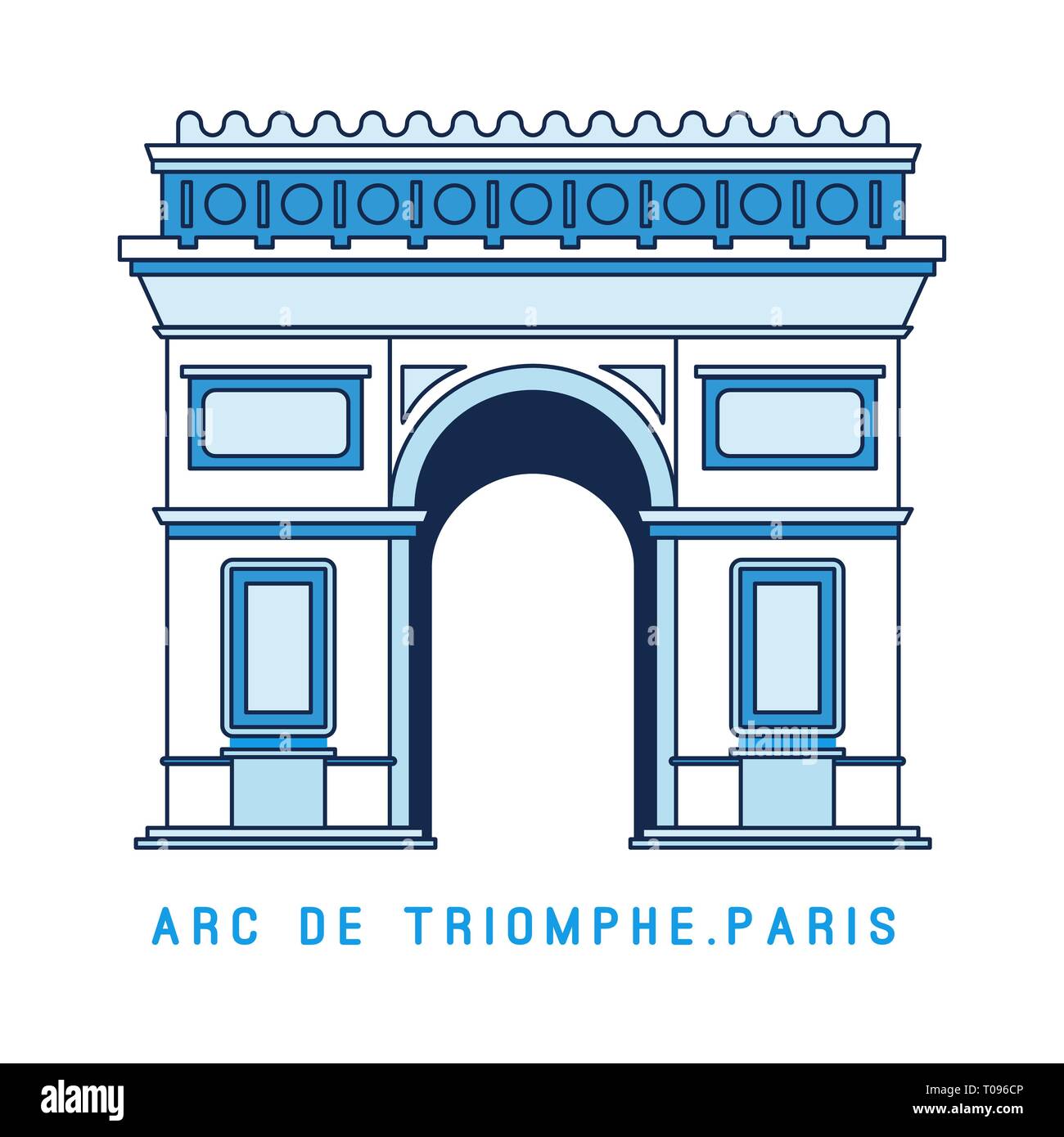 Line Art Triumphbogen, Arc de Triomphe, Paris, Europäische berühmte Denkmal, Vector Illustration im flachen Stil. Stock Vektor