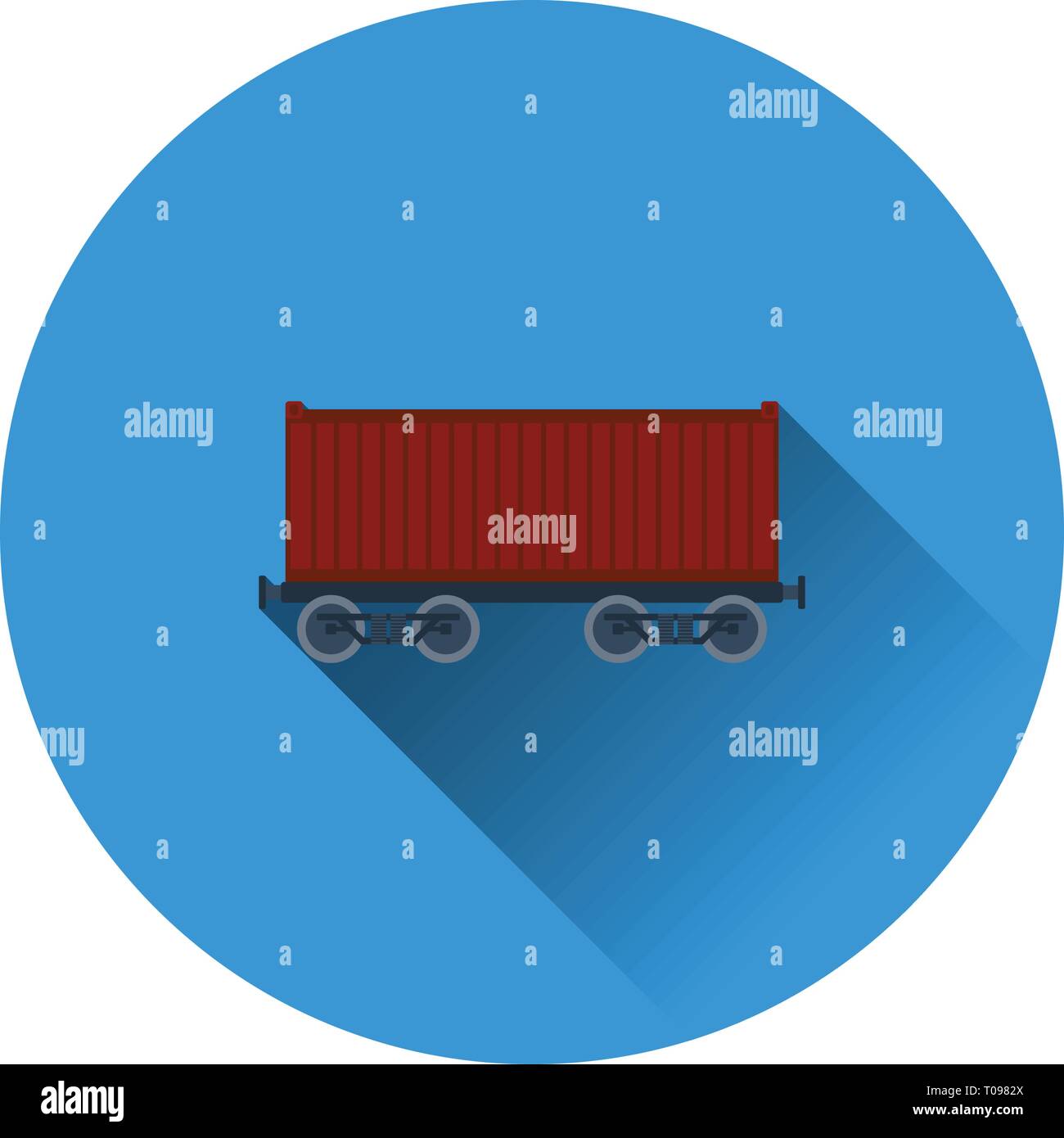 Bahn Cargo Container Symbol. Flach Farbe mit Schatten Design. Vector Illustration. Stock Vektor