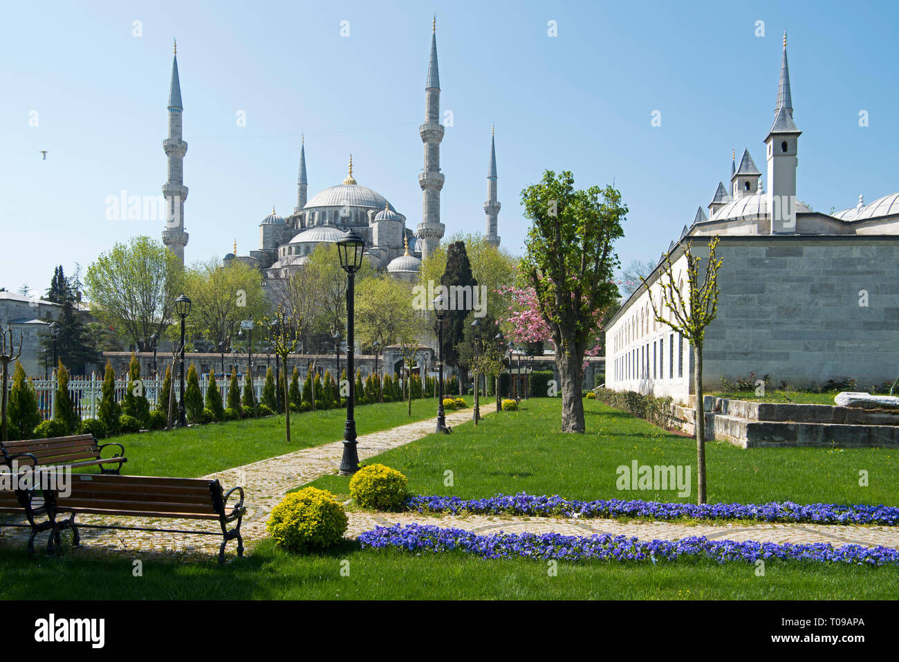 Türkei, Istanbul, Sultanahmet, Mausoleum von Sultan Ahmed I. links sterben Sultanahmet-Moschee Stockfoto