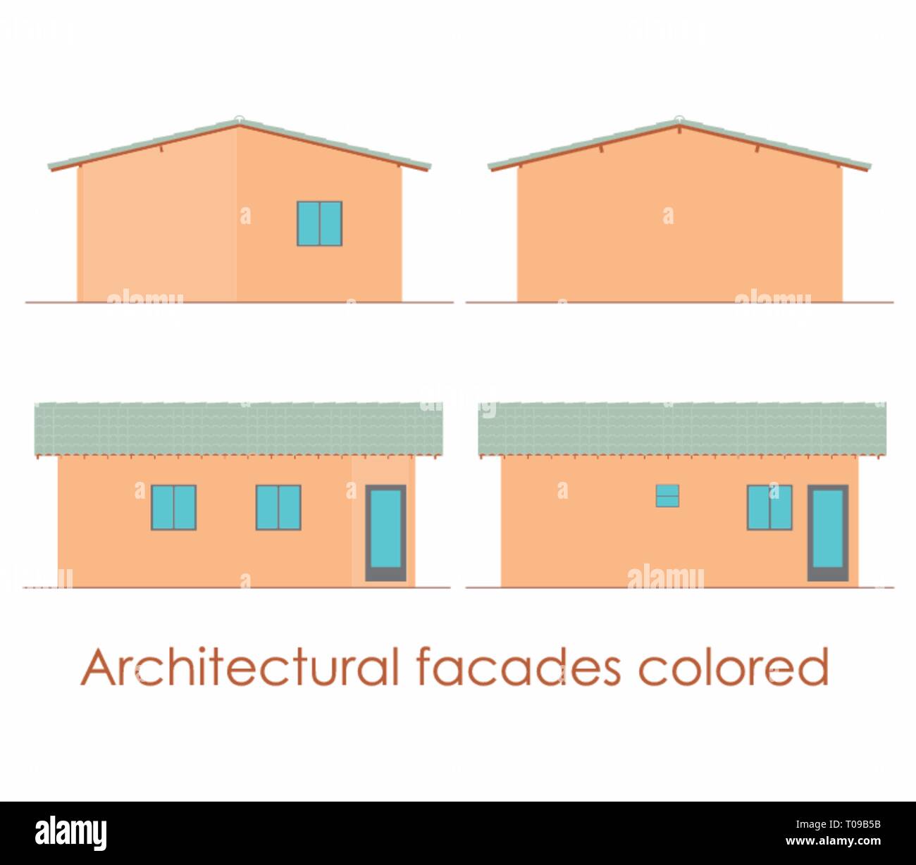Architektonischen Fassaden farbige Stock Vektor