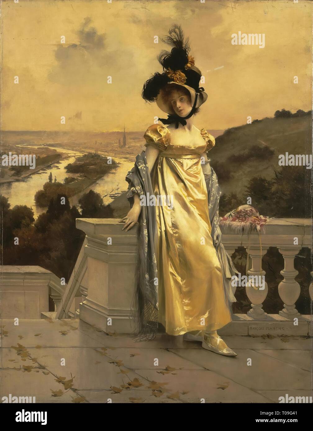 "Porträt einer Frau". Frankreich, Mitte der 1890er Jahre. Abmessungen: 90 x 70 cm. Museum: Staatliche Eremitage, St. Petersburg. Autor: Francois FLAMENG. Stockfoto