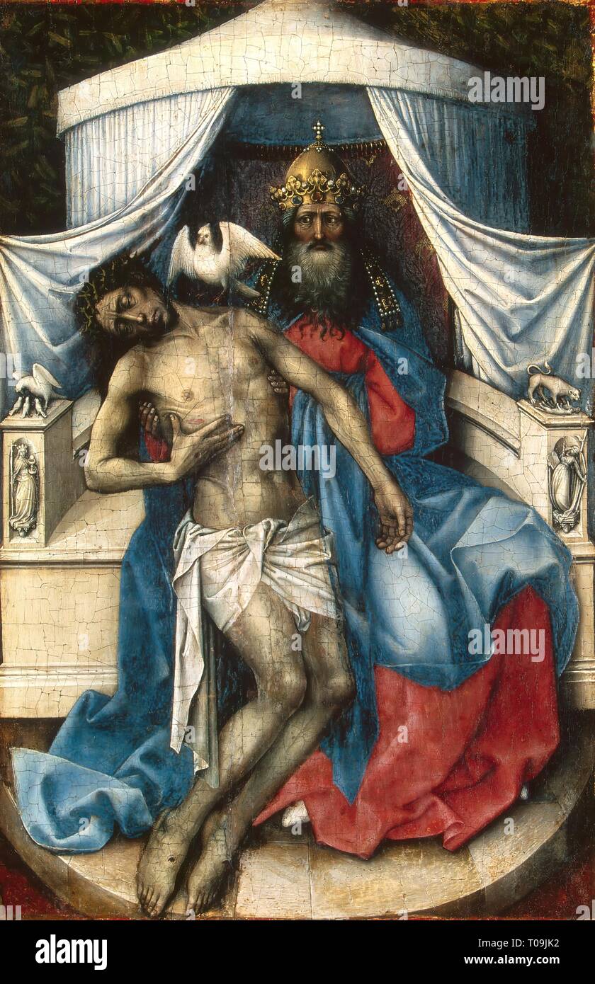 "Trinity (linker Flügel der Diptychon)". Niederlande, 1430 s. Abmessungen: 34,3 x 24,5 cm. Museum: Staatliche Eremitage, St. Petersburg. Autor: Robert Campin. Stockfoto