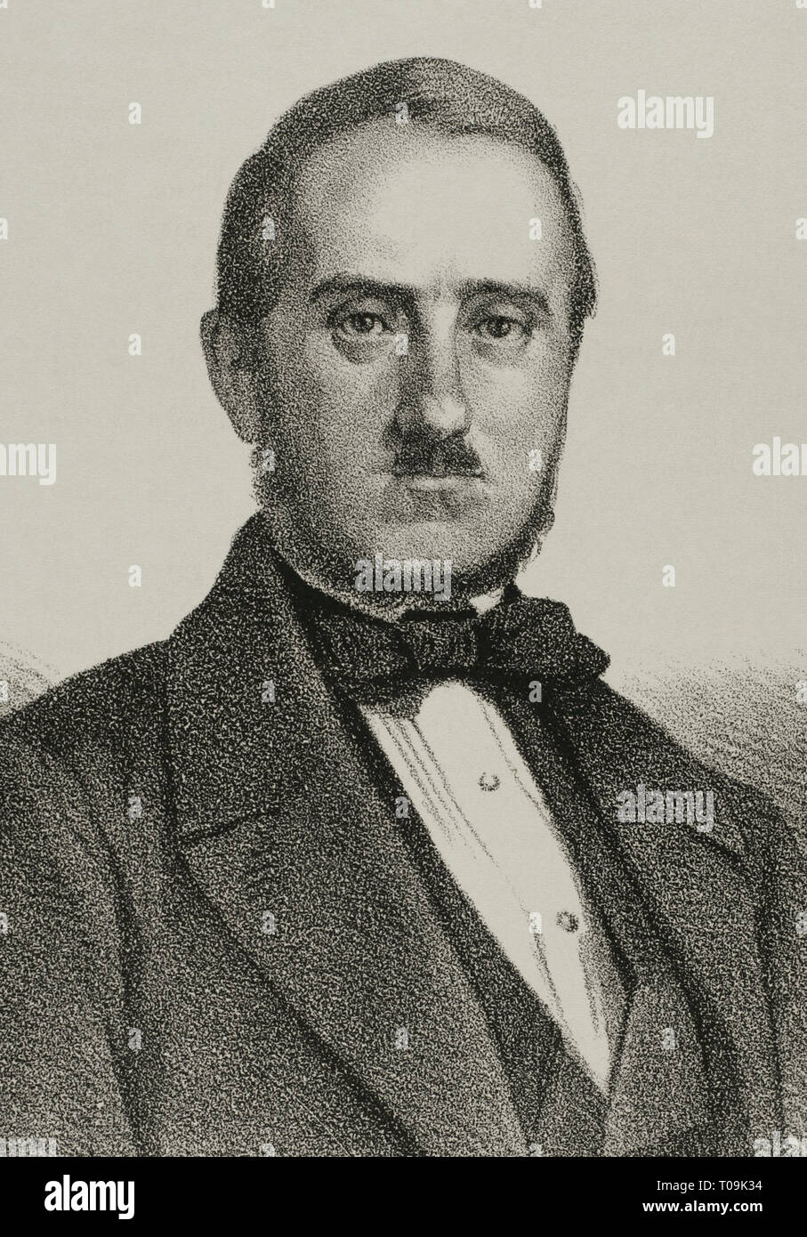 Joaquin Maria Lopez y Lopez (1798-1855). Spanische Politiker, Schriftsteller und Journalist. Lithographie, Zeichnung von Llanta. Detail. Cronica de España, Historia y Ilustrada Descriptiva de Sus Provincias. Murcia, 1870. Stockfoto