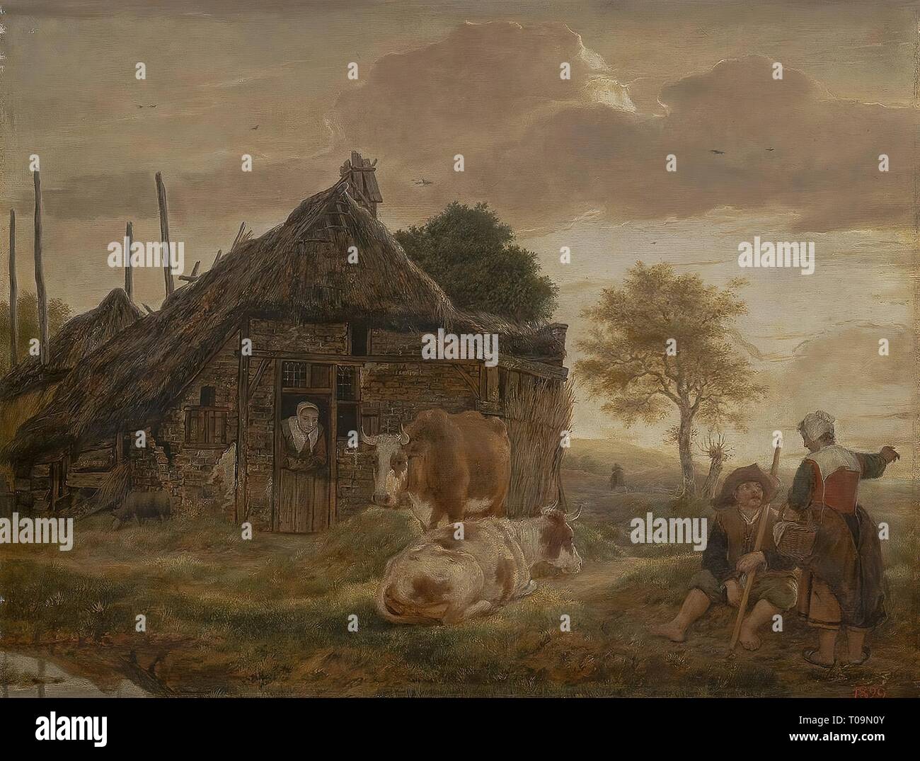'Hof'. Holland, 1658. Abmessungen: 48 x 63 cm. Museum: Staatliche Eremitage, St. Petersburg. Autor: Thomas Niemann Dircksz Camphuysen. Stockfoto