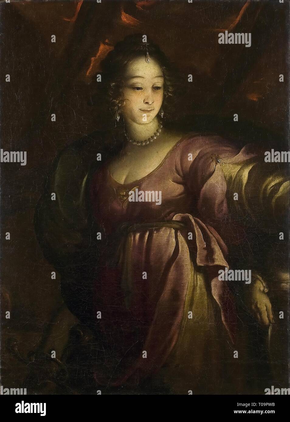 "Judith". Italien. Abmessungen: 112 x 81 cm. Museum: Staatliche Eremitage, St. Petersburg. Autor: Pietro Ricchi. Stockfoto