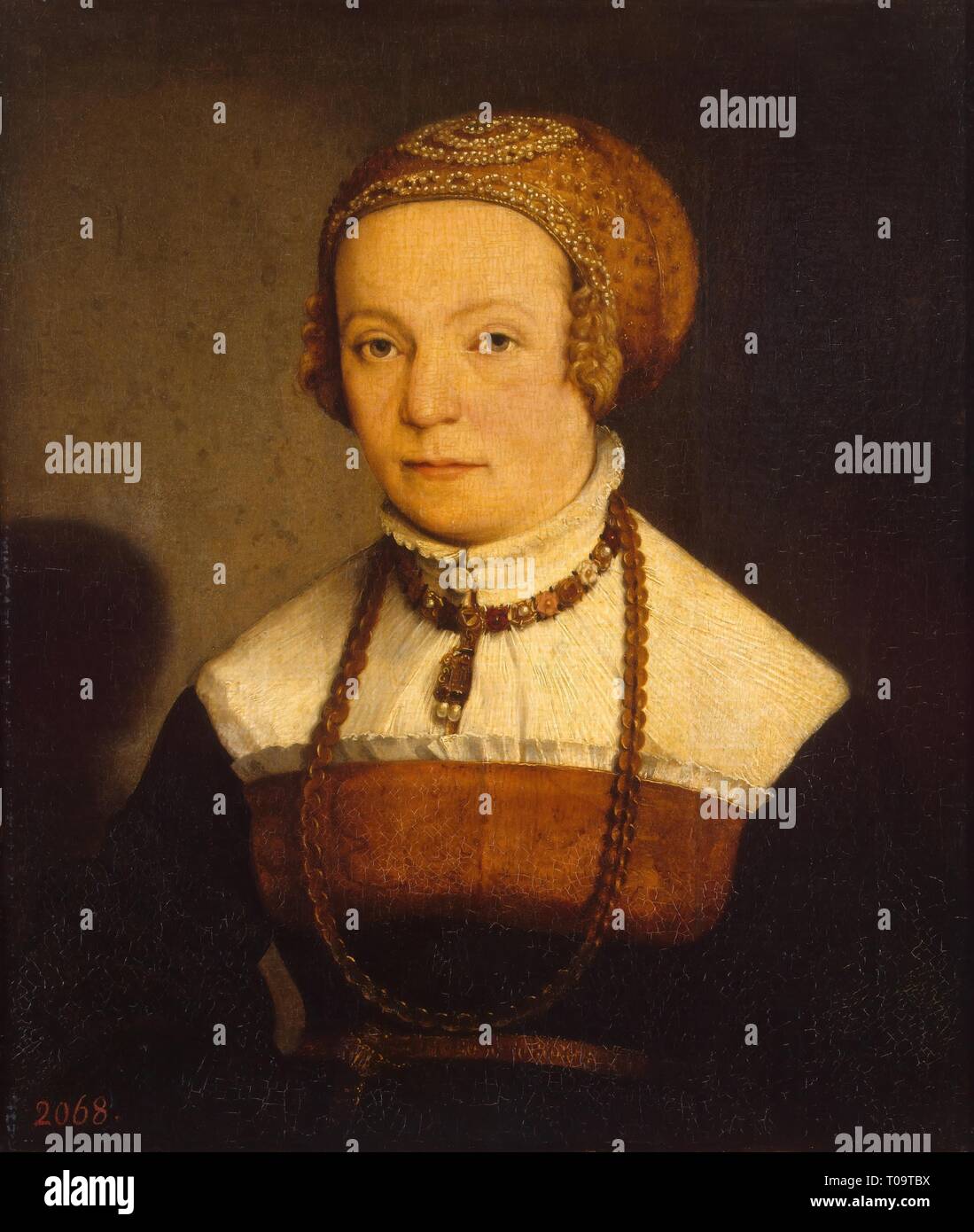 "Porträt einer Frau". Deutschland nach 1548. Abmessungen: 51 x 43,5 cm. Museum: Staatliche Eremitage, St. Petersburg. Autor: Christoph Amberger. Stockfoto