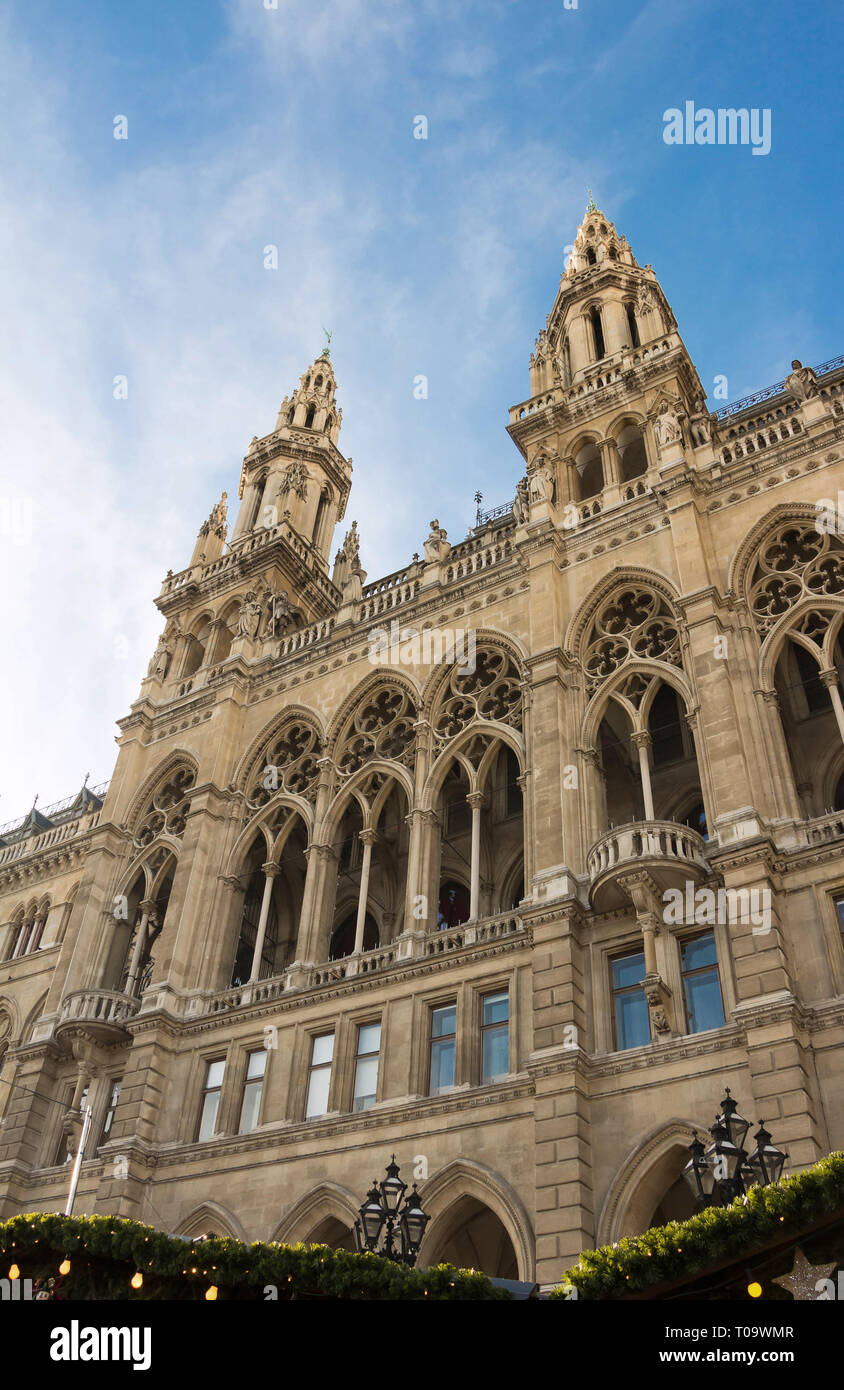 Nahaufnahme hohe gotische Gebäude der Stadt Wien. Stockfoto