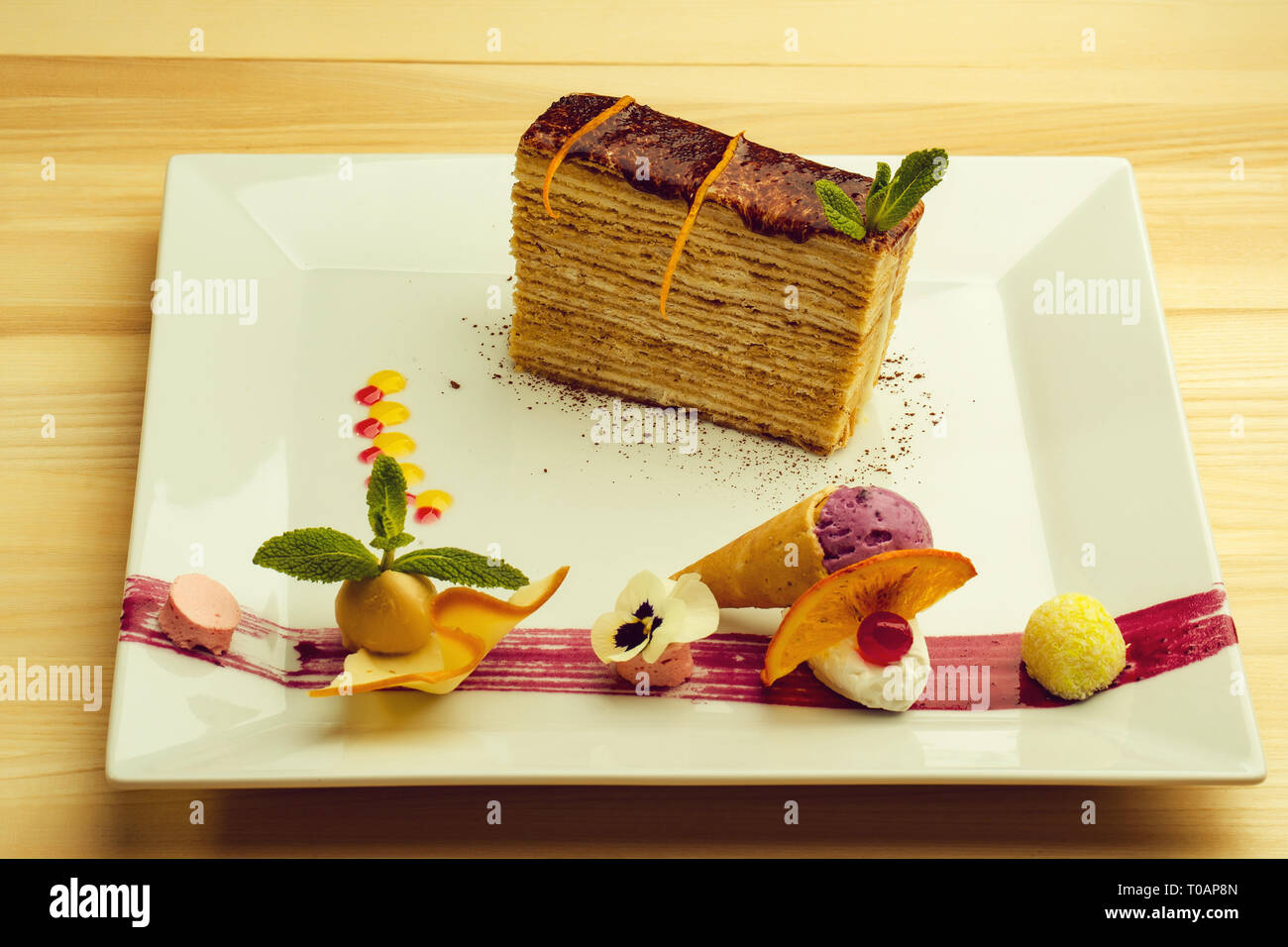 Dekoriert Dessert Kuchen Stockfoto