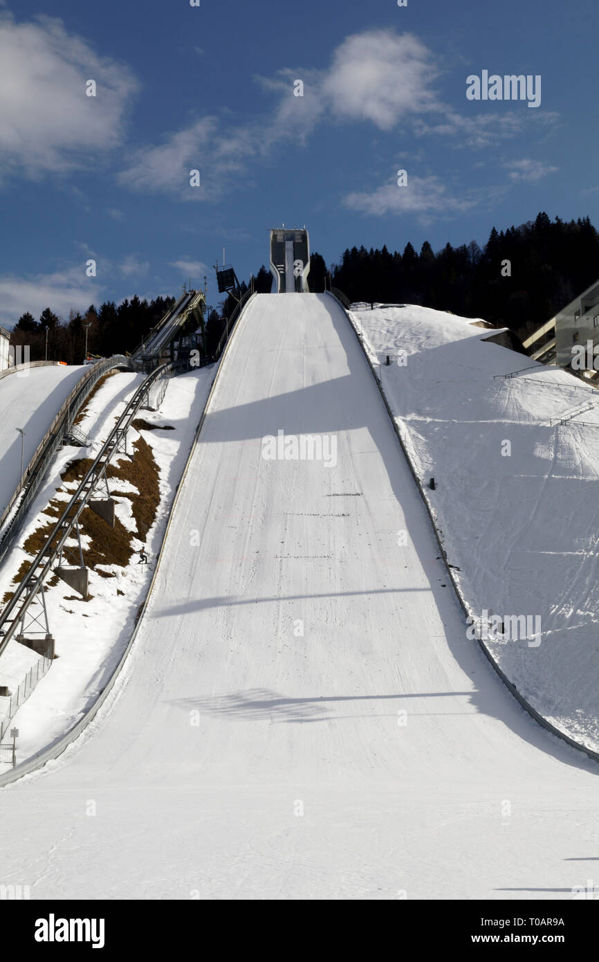 Ski Jump Stadion in Garmisch-Partenkirchen, Deutschland Stockfoto