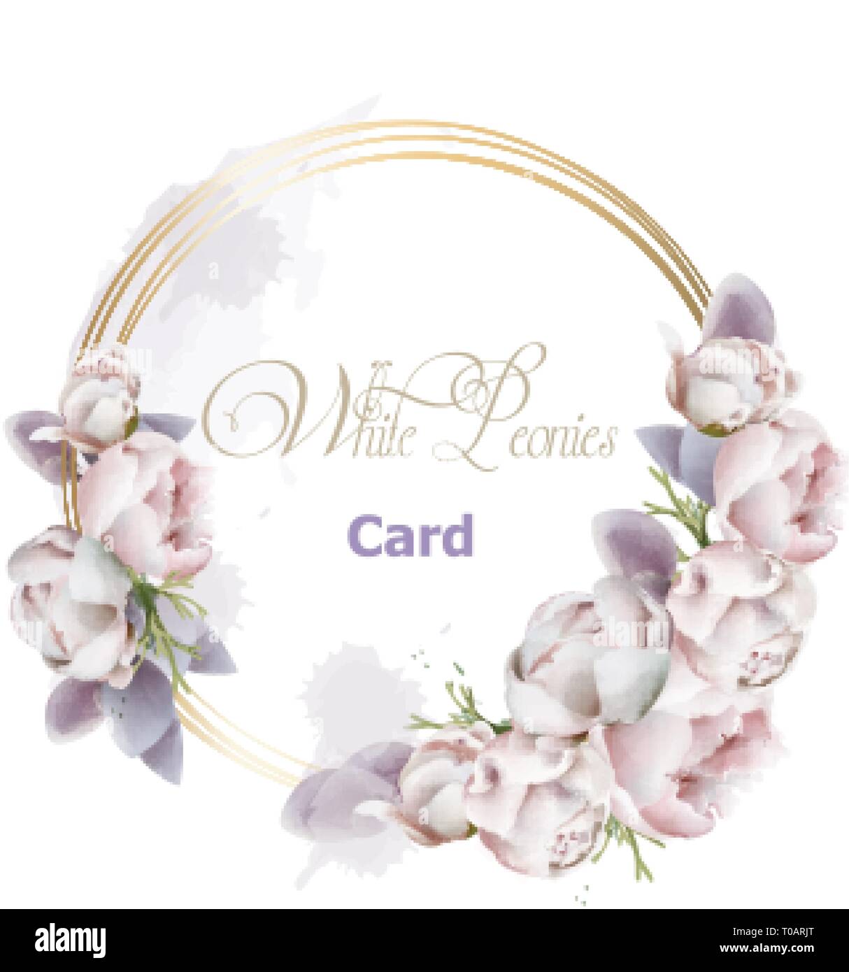 Pfingstrose blumen Kranz Karte aquarell Vektor. Romantische Blumenmuster Einladung oder Grußkarte Dekoration. Tag der Frau, Valentinstag, Vertrieb und andere Veranstaltung Stock Vektor