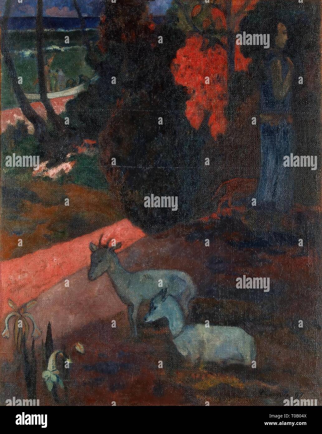 'Landschaft mit zwei Ziegen (tarari Maruru)". Frankreich, 1897. Abmessungen: 92,5 x 73 cm. Museum: Staatliche Eremitage, St. Petersburg. Autor: Paul Gauguin. PAUL GAUGUIN. Eugéne Henri Paul Gauguin. Stockfoto