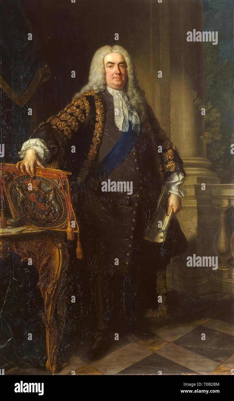"Portrait von Sir Robert Walpole'. Frankreich, 1740. Abmessungen: 229 x 143 cm. Museum: Staatliche Eremitage, St. Petersburg. Thema: Jean-Baptiste Vanloo. JEAN BAPTISTE VAN LOO. Stockfoto