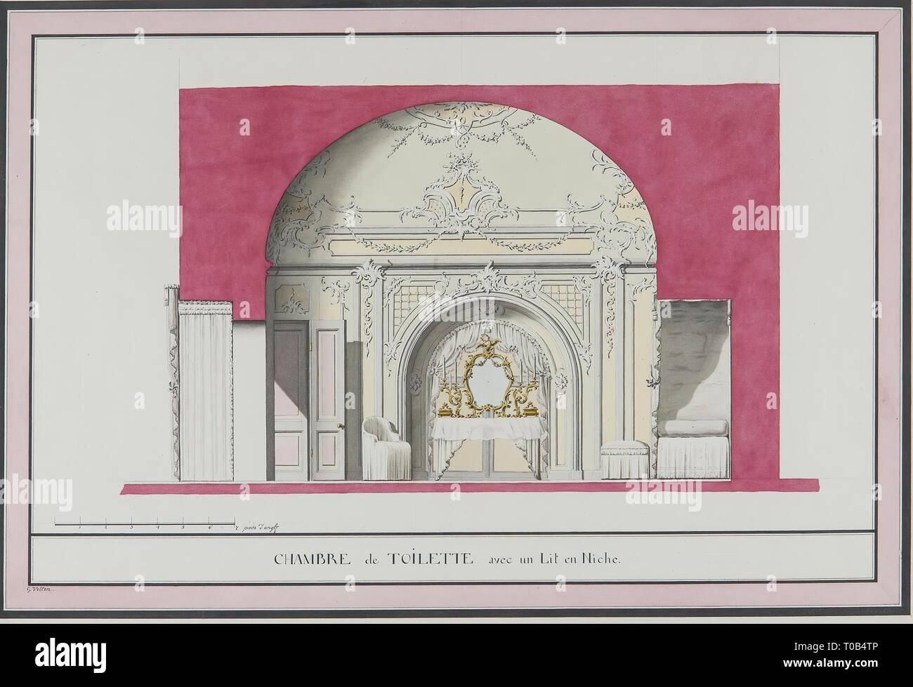 "Wc-Raum in der Banja von Catherine thr Große im Winter Palace". Russland, 1760 -1770 s. Abmessungen: 49,0 x 70,5 cm. Museum: Staatliche Eremitage, St. Petersburg. Autor: Georg Friedrich Velten. Stockfoto