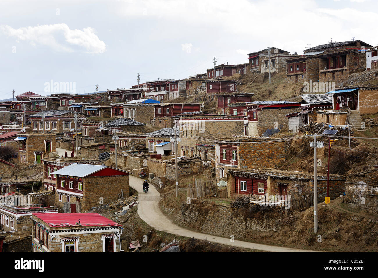 Dorf im Grasland von Tagong, Sichuan, China Stockfoto