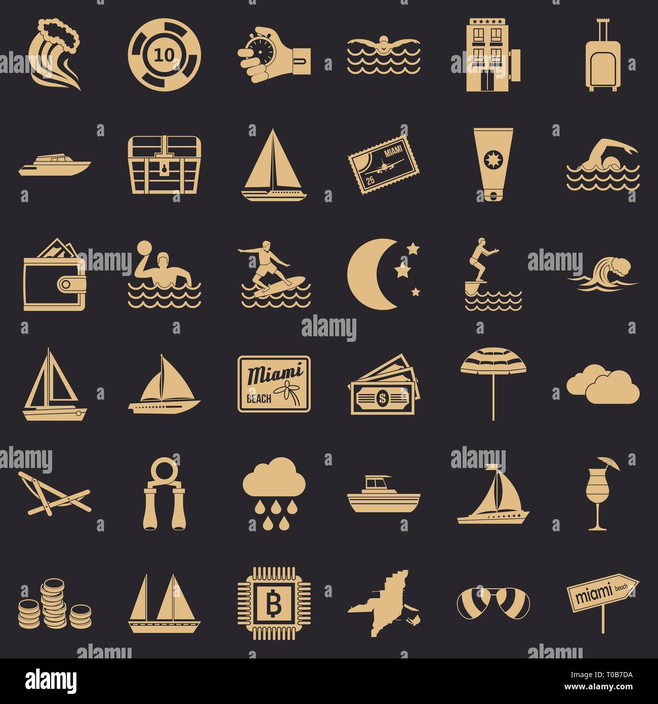 Wasser Sport Icons Set, einfachen Stil Stock Vektor