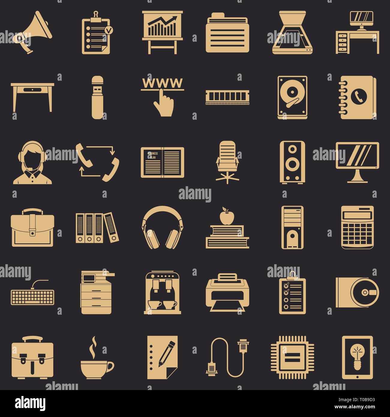 Arbeitsbereich Symbole gesetzt, einfachen Stil Stock Vektor