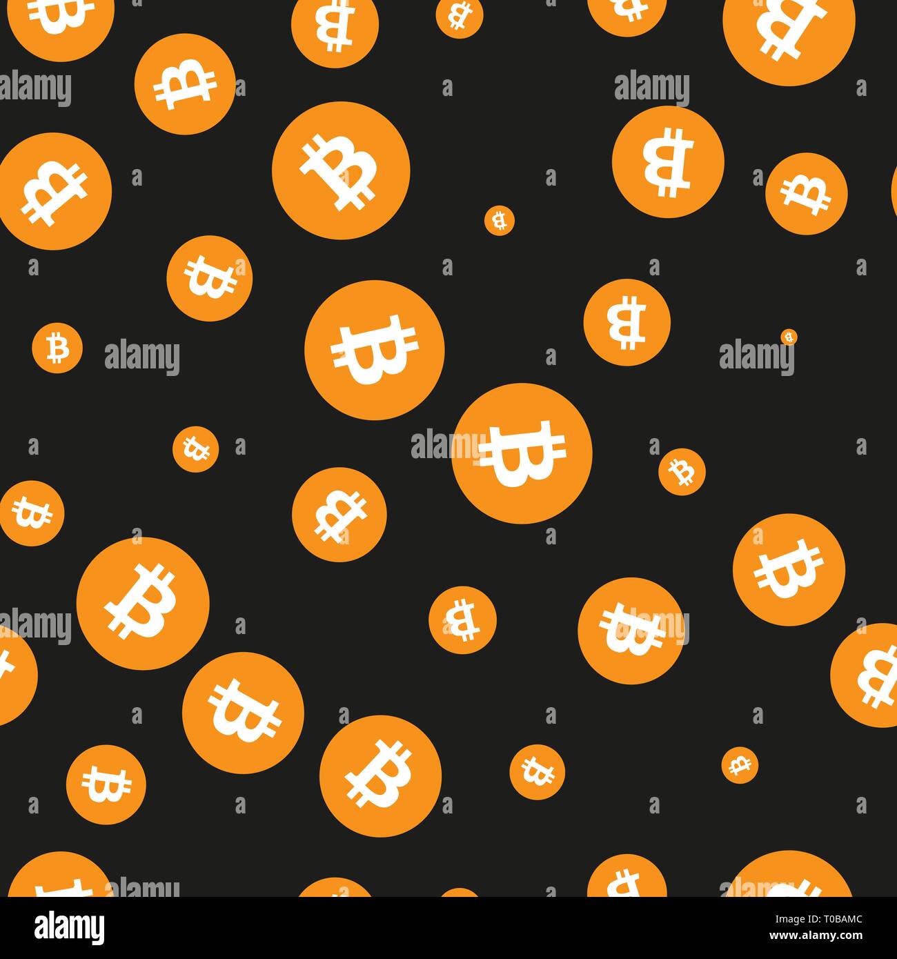 Einfache Bitcoins nahtlose Muster Symbole. Hintergrund und Textur. Stock Vektor