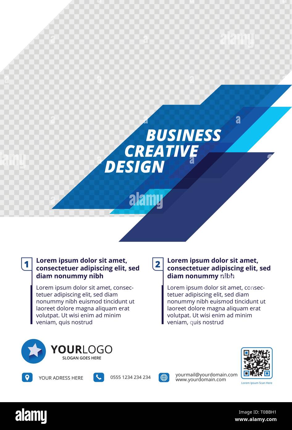 Blau Weiß Corporate Broschüre Flyer Design. Gebrauchsinformation Abdeckung Präsentation. Stock Vektor