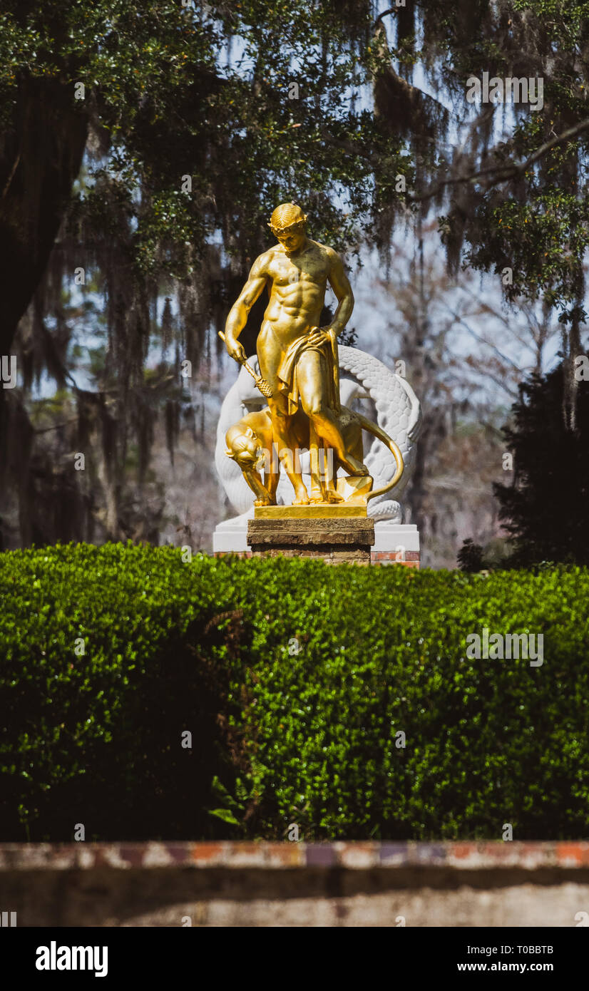 Goldene Skulptur in Brookgreen Gardens South Carolina, USA Stockfoto
