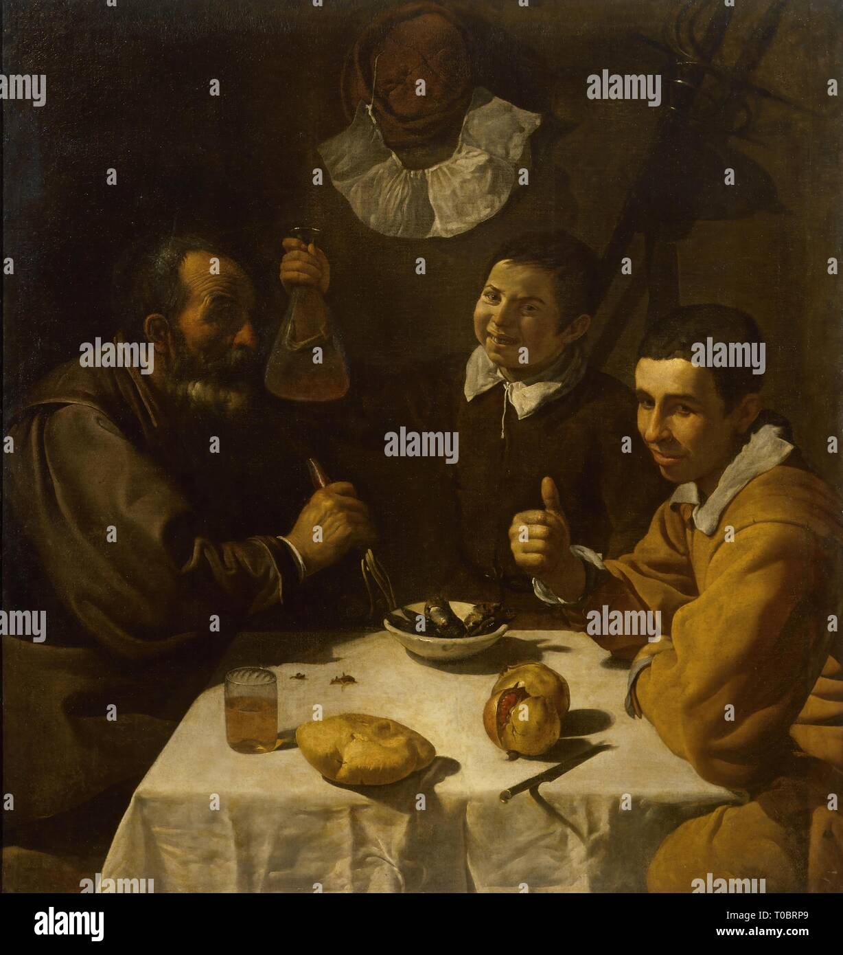 "Mittagessen". Spanien, ca. 1617. Abmessungen: 108,5 x 102 cm. Museum: Staatliche Eremitage, St. Petersburg. Autor: Diego Velázquez de Silva. DIEGO VELAZQUEZ. DIEGO VELAZQUEZ. Stockfoto