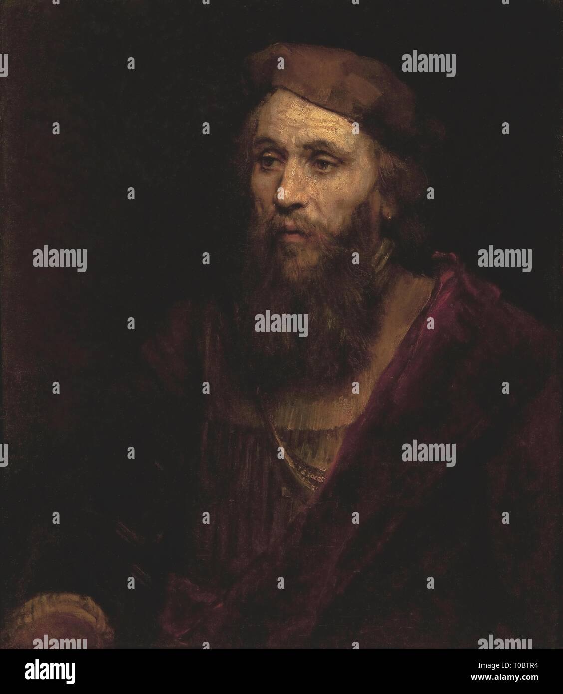 "Porträt eines Mannes". Holland, 1661. Abmessungen: 71 x 61 cm. Museum: Staatliche Eremitage, St. Petersburg. Thema: Rembrandt Harmensz. VAN RIJN. HARMENSZOON VAN RIJN REMBRANDT. Rembrandt van Rhijn. REMBRANDT HARMENSZOON VAN RIJN. Stockfoto