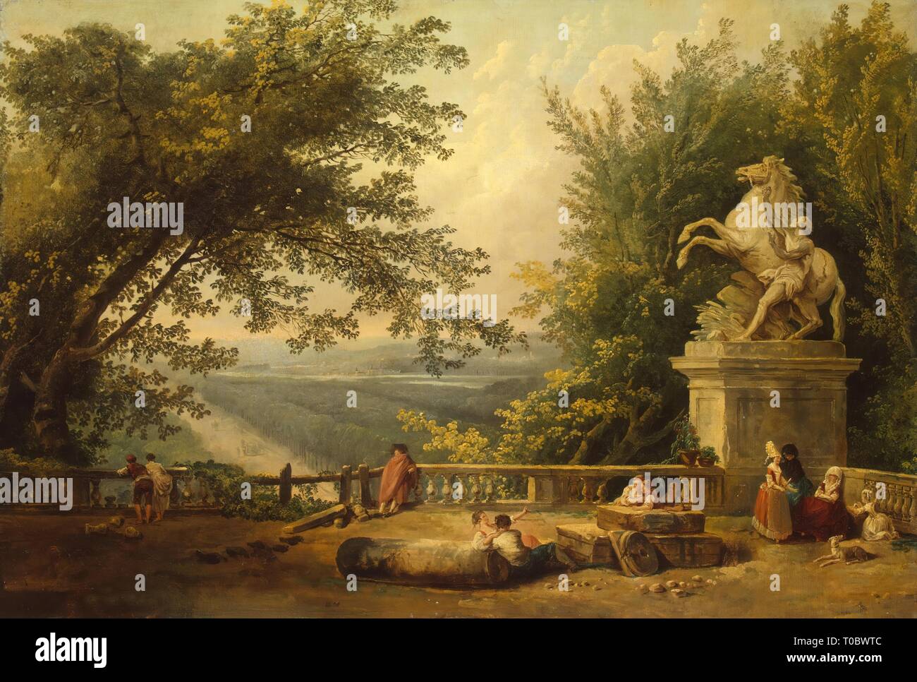 'Ruinen auf der Terrasse in Marly Park'. Frankreich, Anfang 1780. Abmessungen: 59 x 87 sm. Museum: Staatliche Eremitage, St. Petersburg. Autor: Hubert Robert. Stockfoto