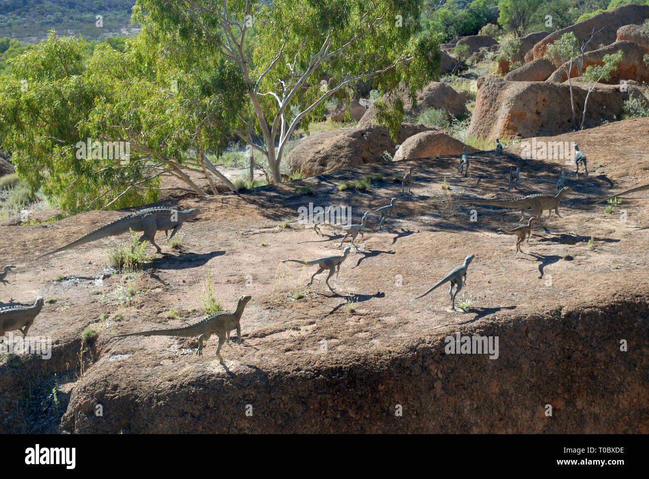 DINOSAUR CANYON, die Australische Zeitalter der Dinosaurier Museum für Naturkunde, Winton, Queensland, Australien. Stockfoto