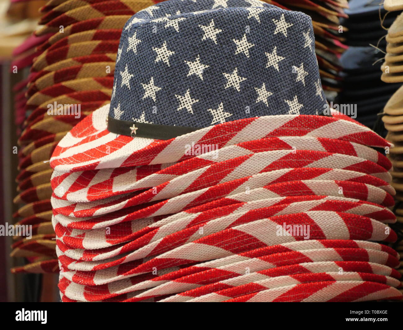 Im westlichen Stil american flag Farben Hüte Stockfoto