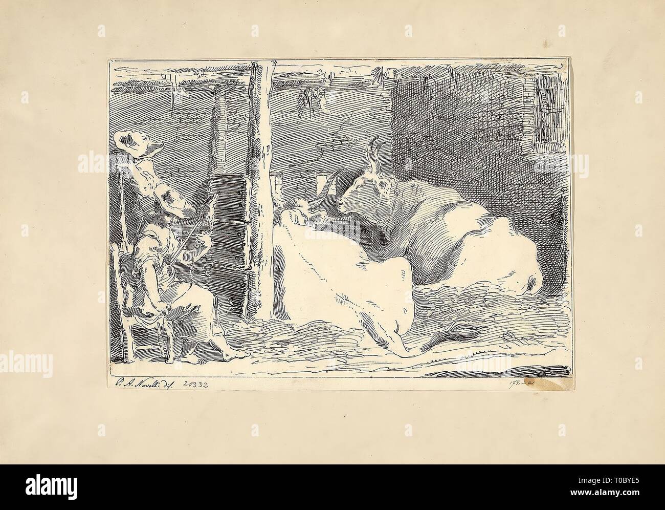 'Genre'. Italien. Abmessungen: 21 x 29 cm. Museum: Staatliche Eremitage, St. Petersburg. Autor: Pietro Antonio Novelli. Stockfoto
