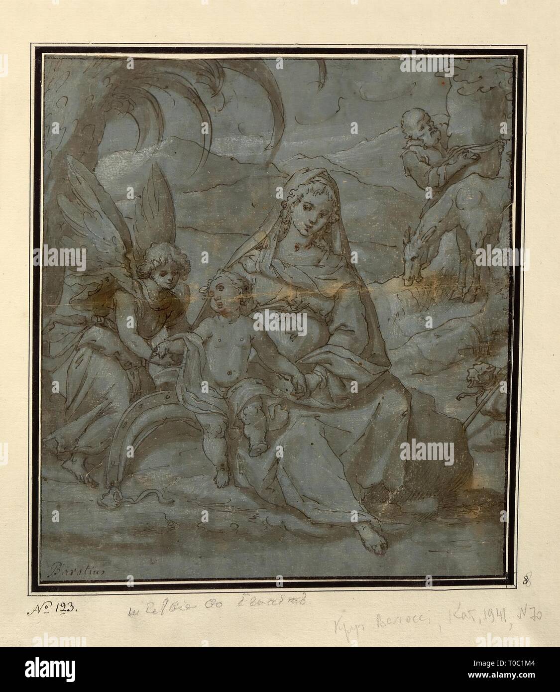 "Ruhe auf der Flucht nach Ägypten". Italien. Abmessungen: 20 x 22 cm. Museum: Staatliche Eremitage, St. Petersburg. Autor: Federico Barocci (Federico Fiori). Stockfoto "Ruhe auf der Flucht nach Ägypten". Italien. Abmessungen: 20 x 22 cm. Museum: Staatliche Eremitage, St. Petersburg. Autor: Federico Barocci (Federico Fiori). Stockfoto