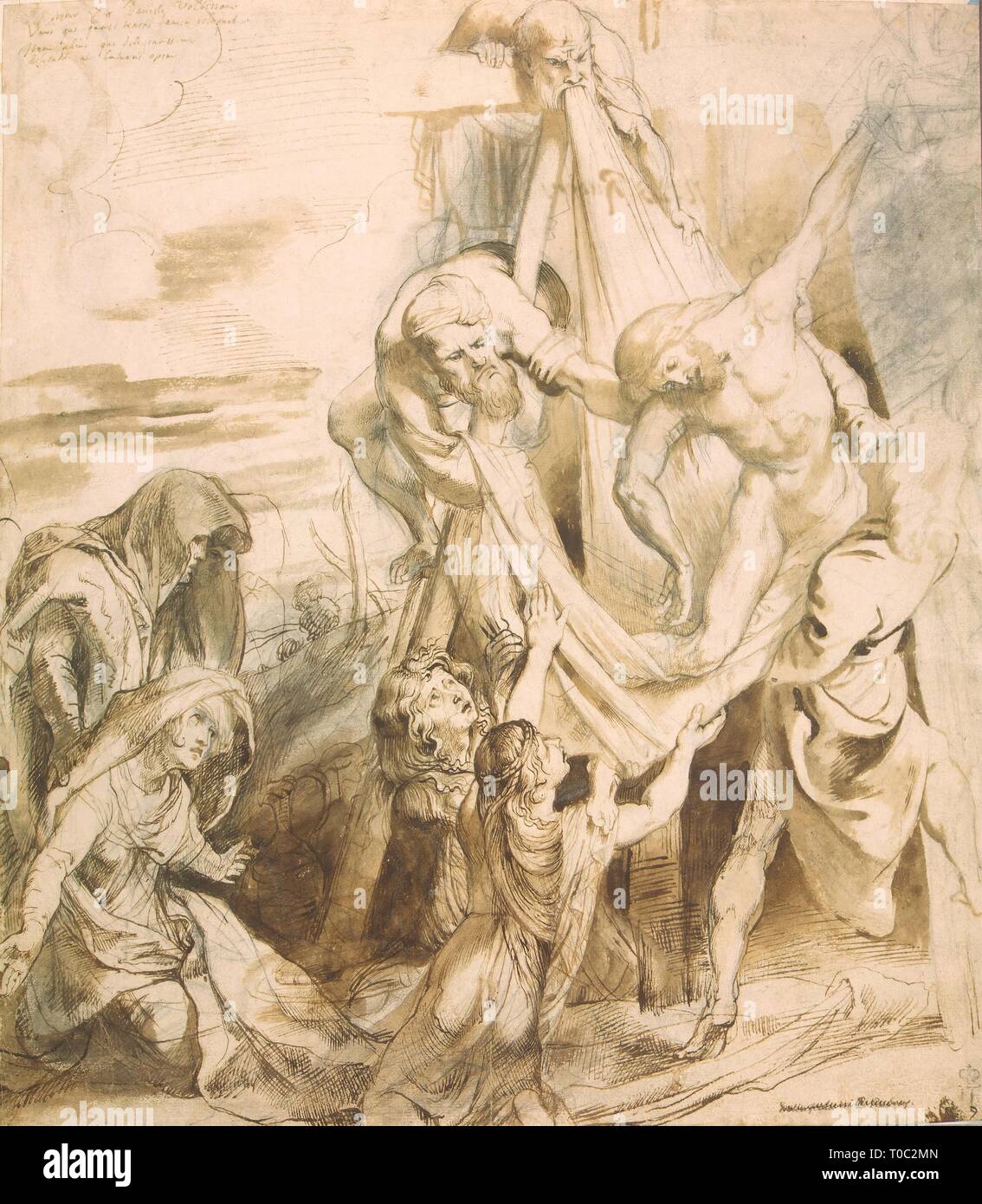 'Descent vom Kreuz". Flandern, ca. 1611. Abmessungen: 43,5 x 38 cm. Museum: Staatliche Eremitage, St. Petersburg. Autor: PETER PAUL RUBENS. PETER PAUL RUBENS. Stockfoto