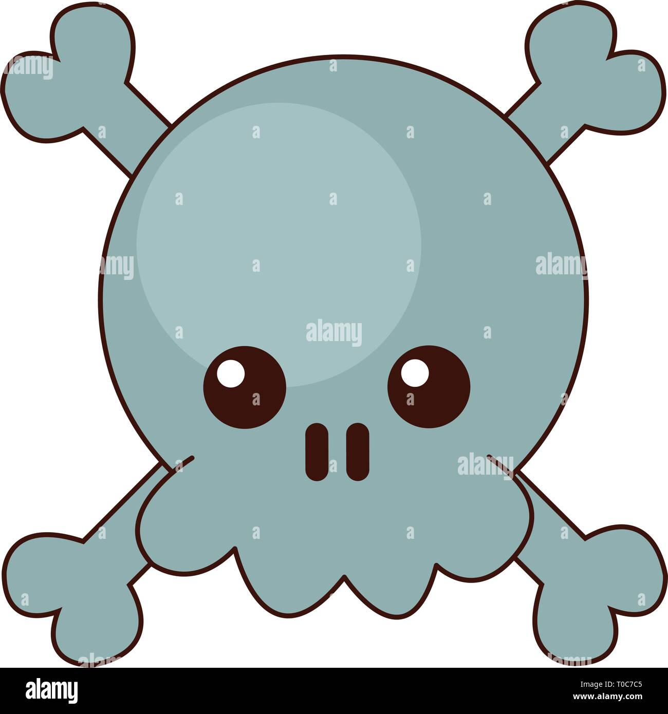 Schädel mit Knochen kawaii Cartoon Stock Vektor