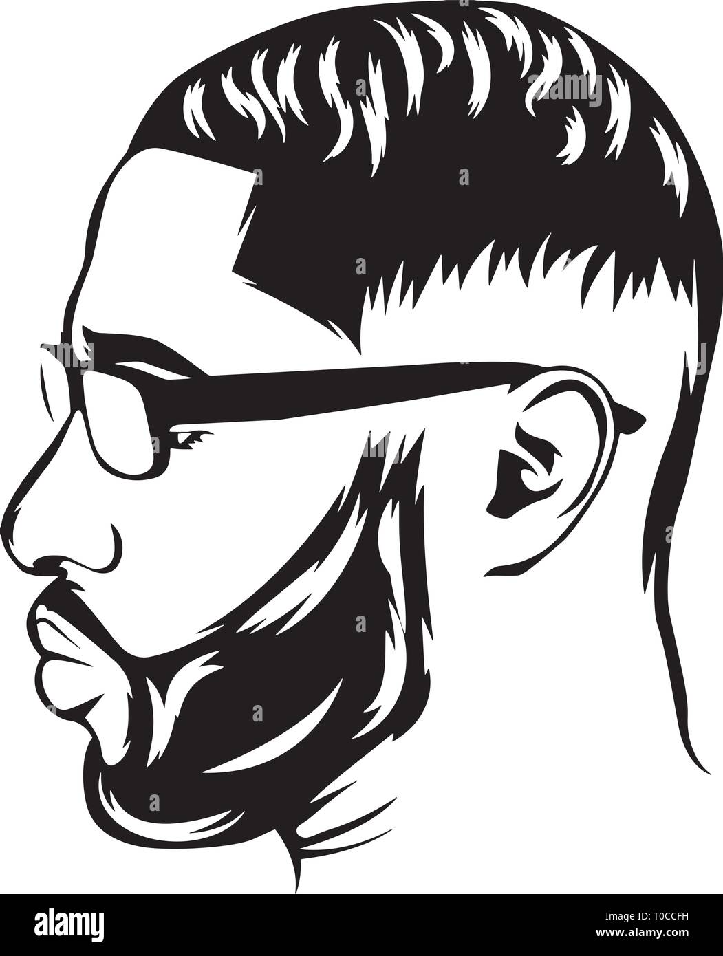 Bart Friseur Mode Modell Friseur Haare schneiden Friseur Hipster Person Stock Vektor