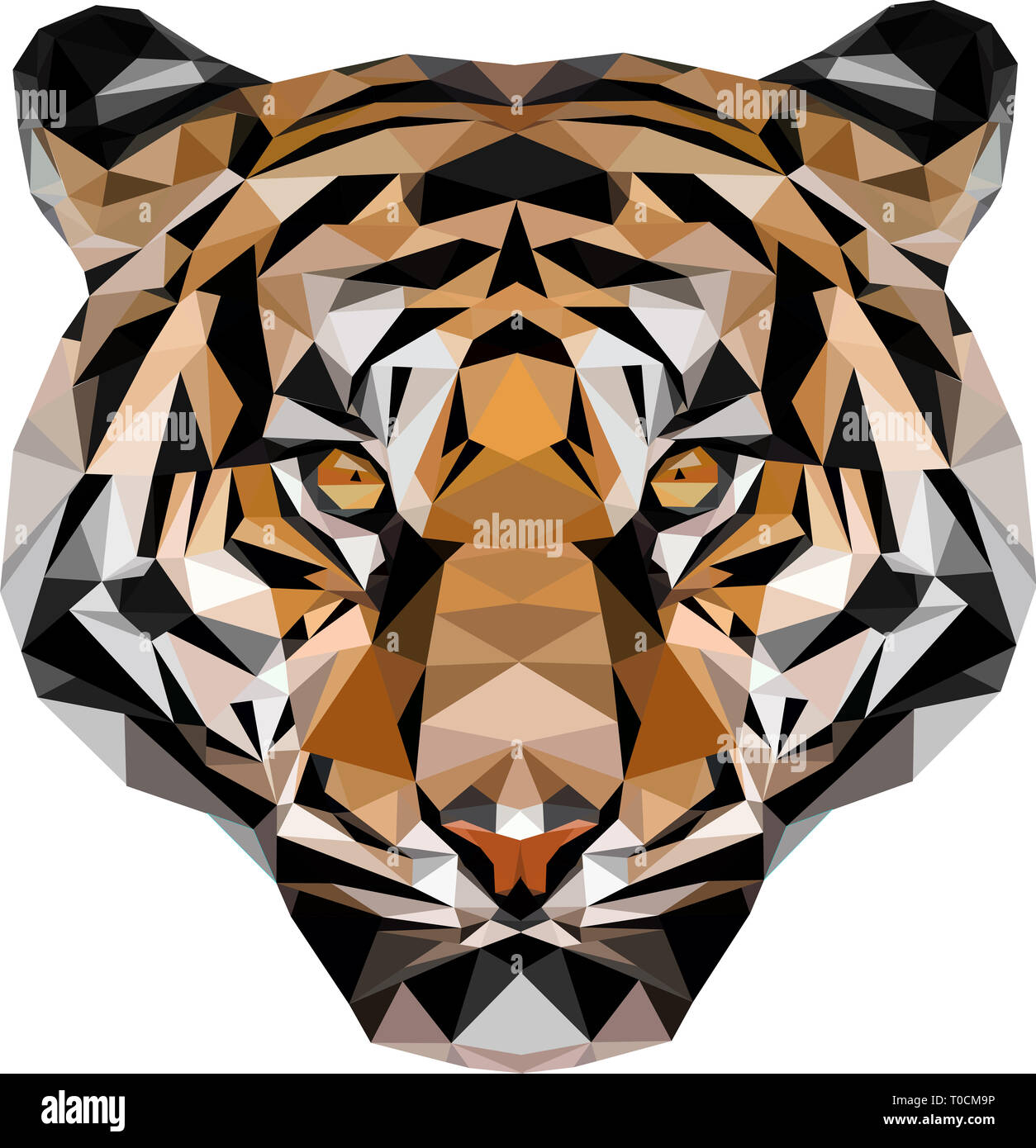 Low Poly Abbildung eines Tiger Kopf Stockfoto