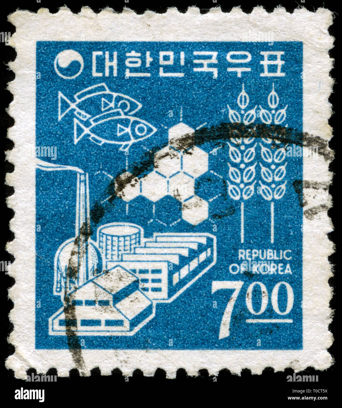 Briefmarke aus Südkorea in der dauerserien - Land Symbole Serie 1966 ausgestellt Stockfoto