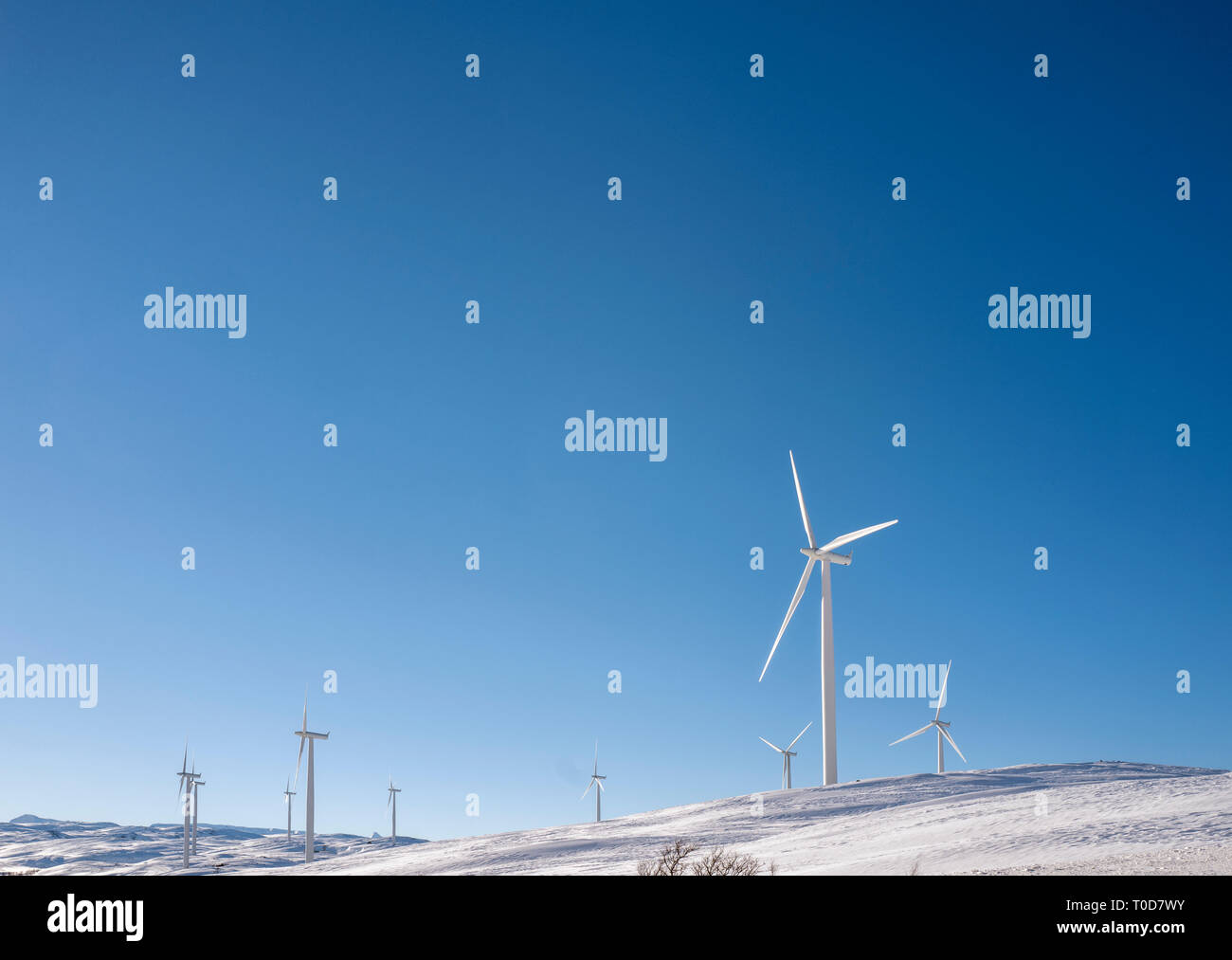 Windkraftanlagen in Norwegen Stockfoto