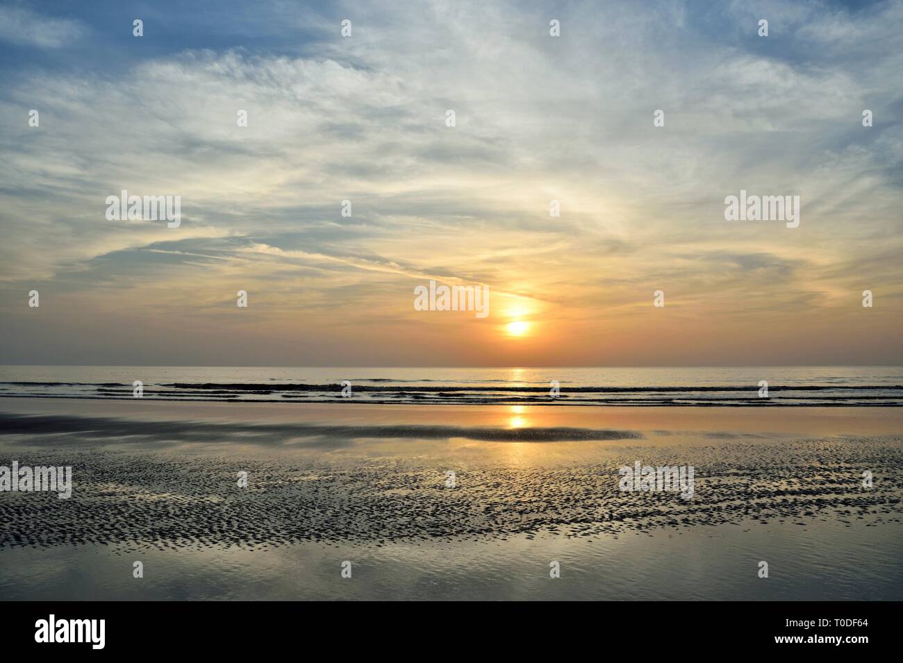 Sonnenuntergang, Strand, bhagal Valsad, Gujarat, Indien, Asien Stockfoto