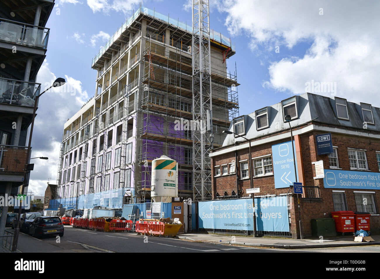 Bermondsey Stadtteil Southwark London UK - Häuser für Erstkäufer im Bau Stockfoto