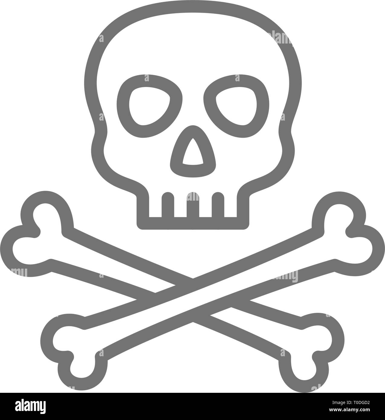 Pirate Totenkopf mit gekreuzten Knochen Symbol Leitung. Stock Vektor