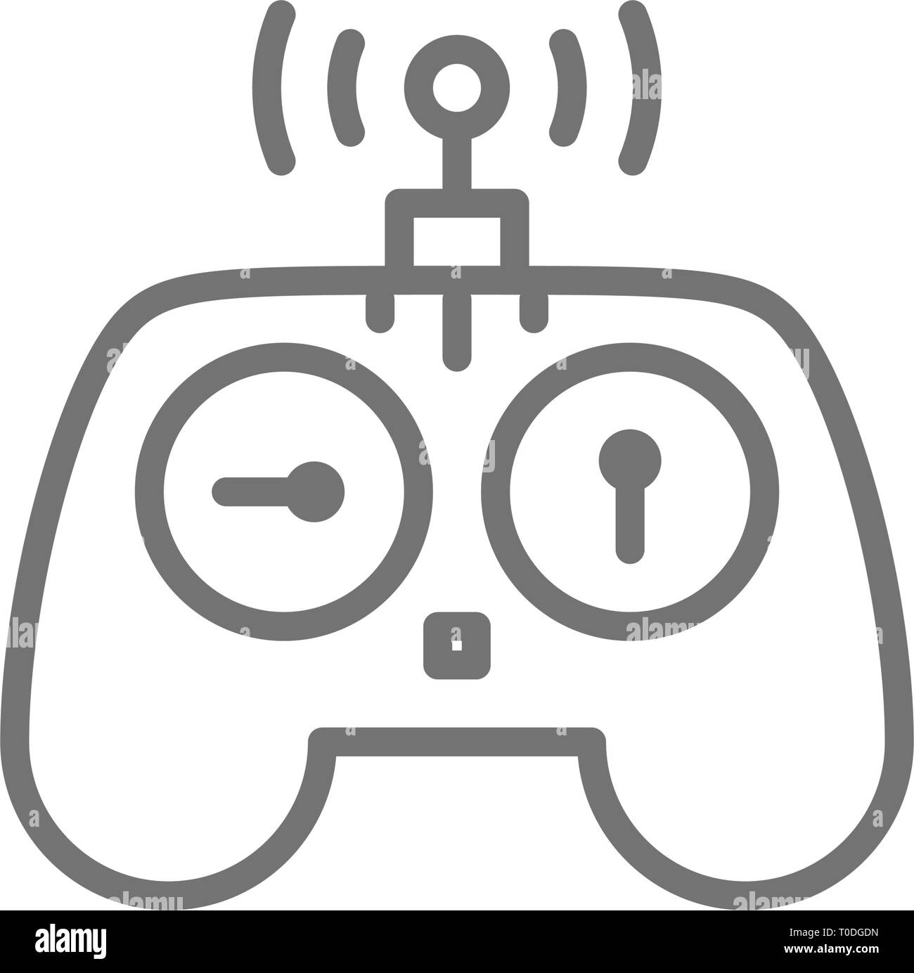 Control Panel für die Drohne, Remote Controller, Gamepad Symbol Leitung. Stock Vektor