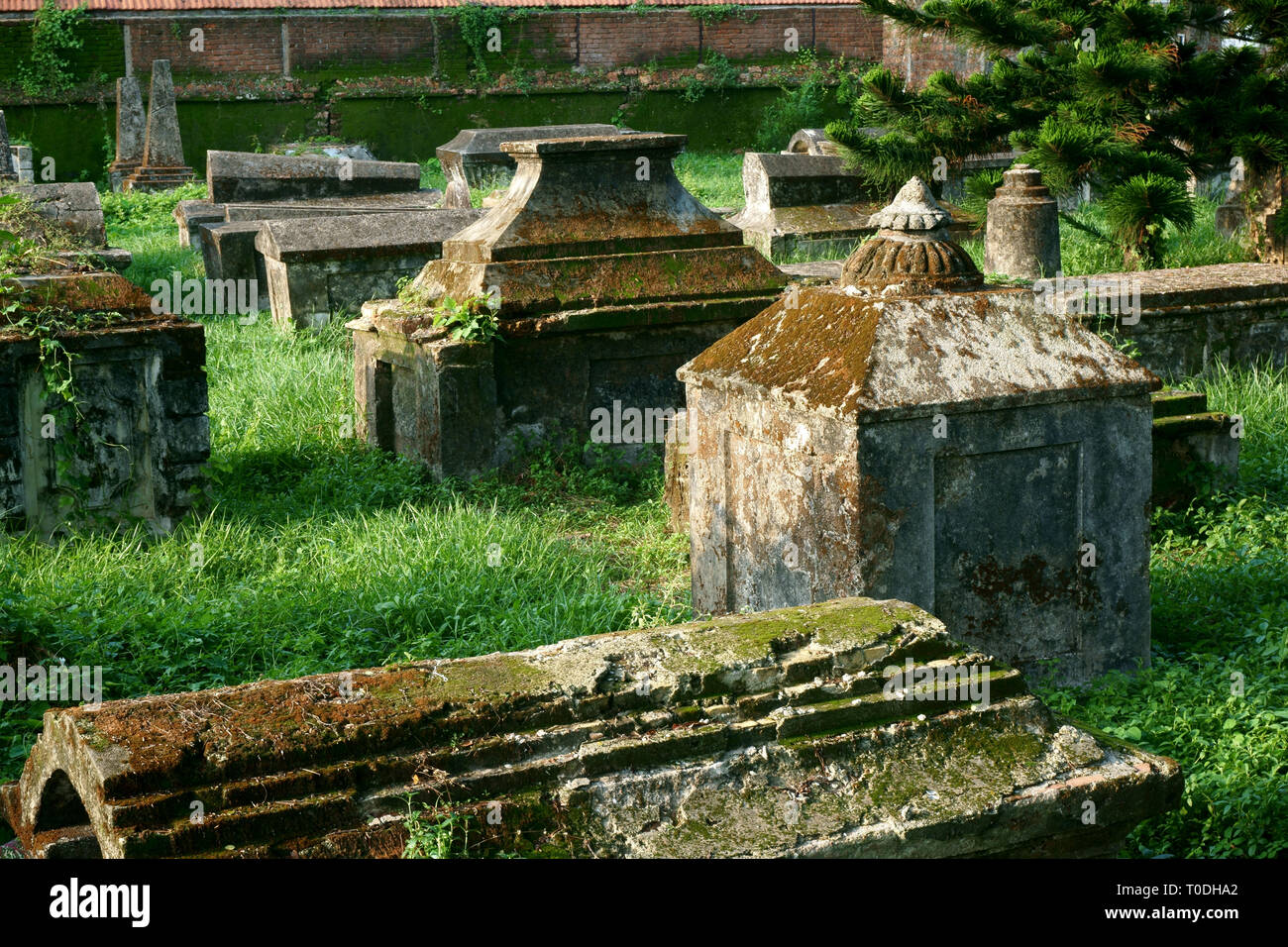 Niederländisch Friedhof in Fort Kochi, Cochin, Kochi, Kerala, Indien, Asien Stockfoto