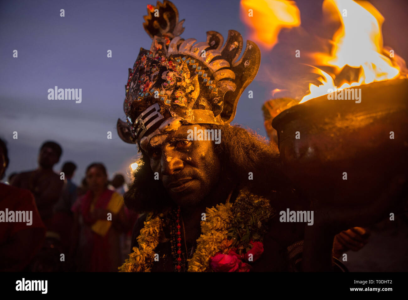 Mann kleiden, wie Hindu Gott, Thoothukudi, Tamil Nadu, Indien, Asien Stockfoto