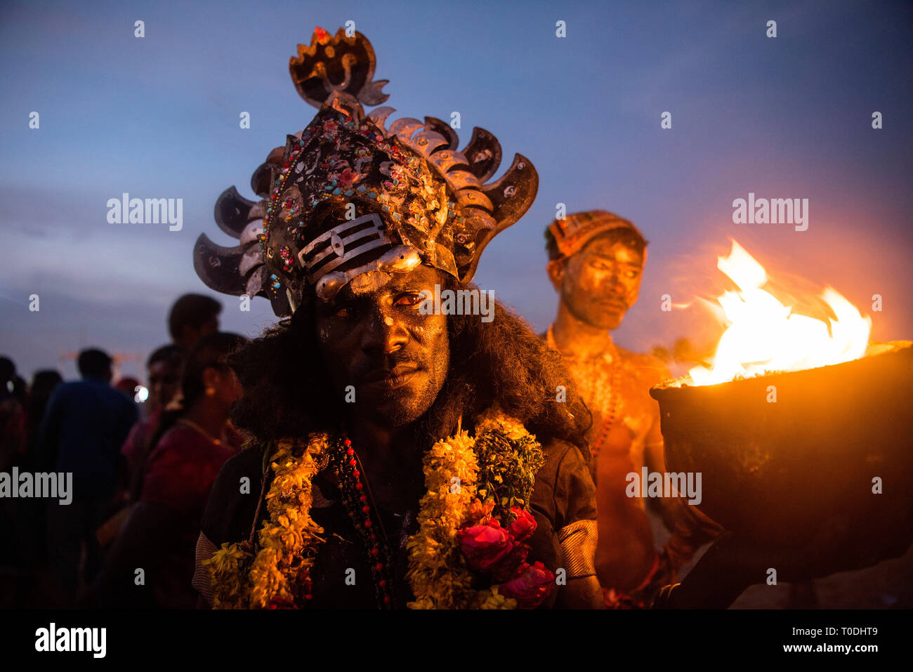 Mann kleiden, wie Hindu Gott, Thoothukudi, Tamil Nadu, Indien, Asien Stockfoto