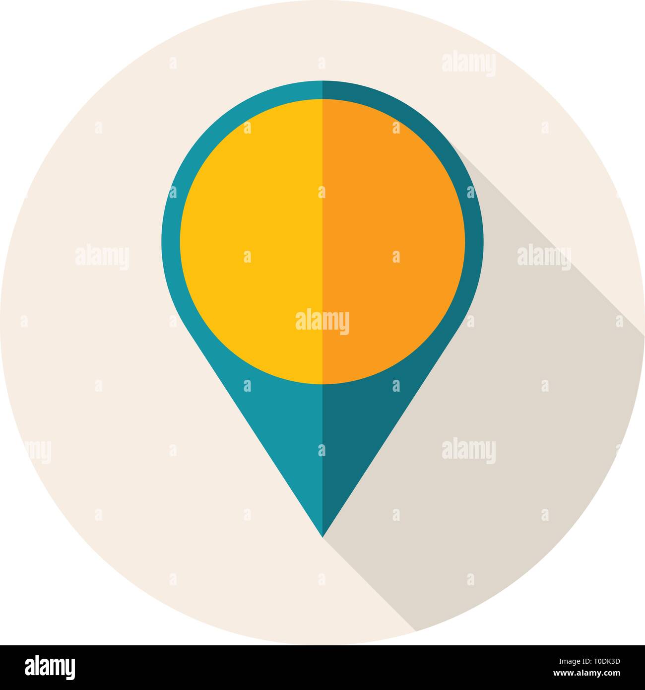 Vector Illustration. Flaches Design Symbol mit Karte Pin. Stock Vektor