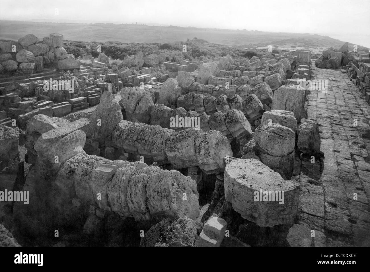 Italien, Sizilien, Selinunte, die Ruinen von der nördlichen Seite des Tempels, 1900-10 Stockfoto