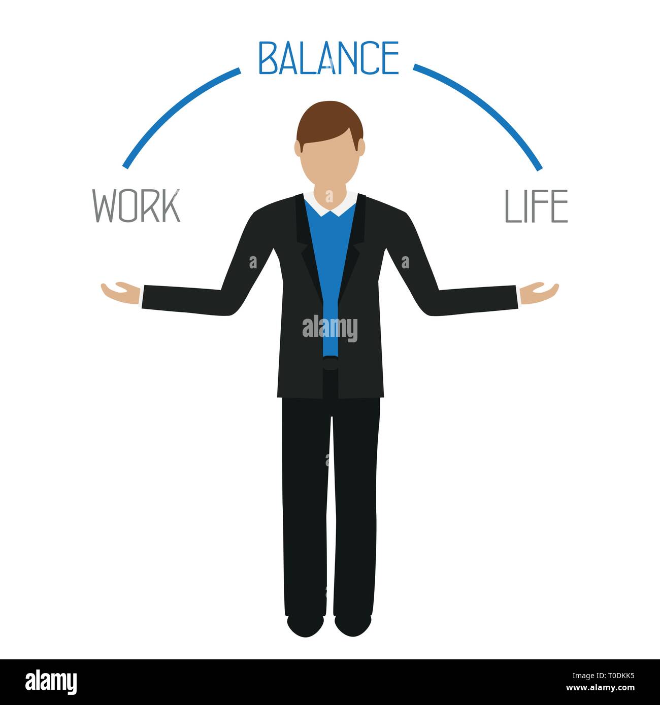 Work life Balance Geschäftsmann Zeichen auf weißem Hintergrund Vektor-illustration EPS 10 isoliert Stock Vektor
