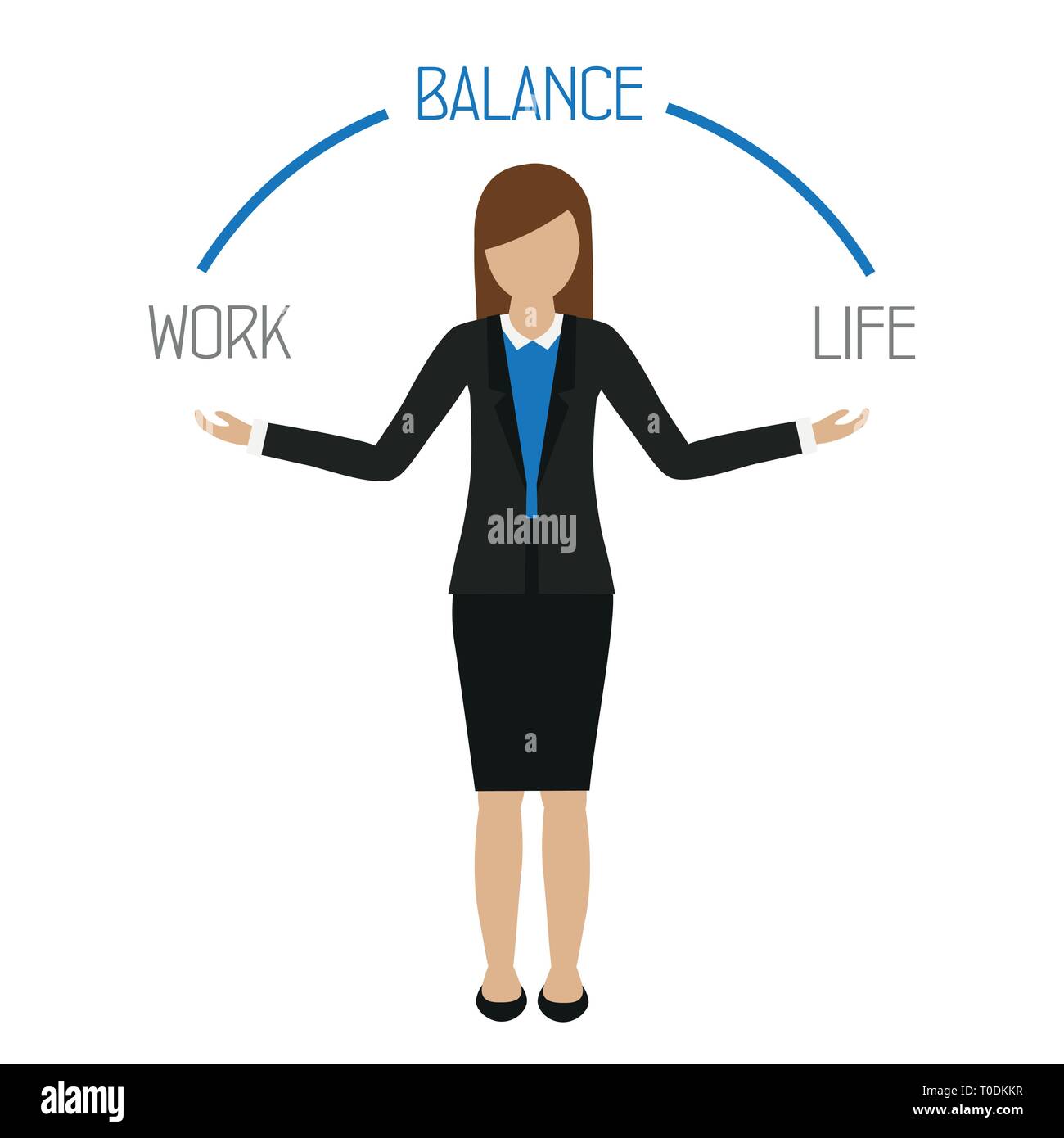 Work life Balance Business woman Zeichen auf weißem Hintergrund Vektor-illustration EPS 10 isoliert Stock Vektor