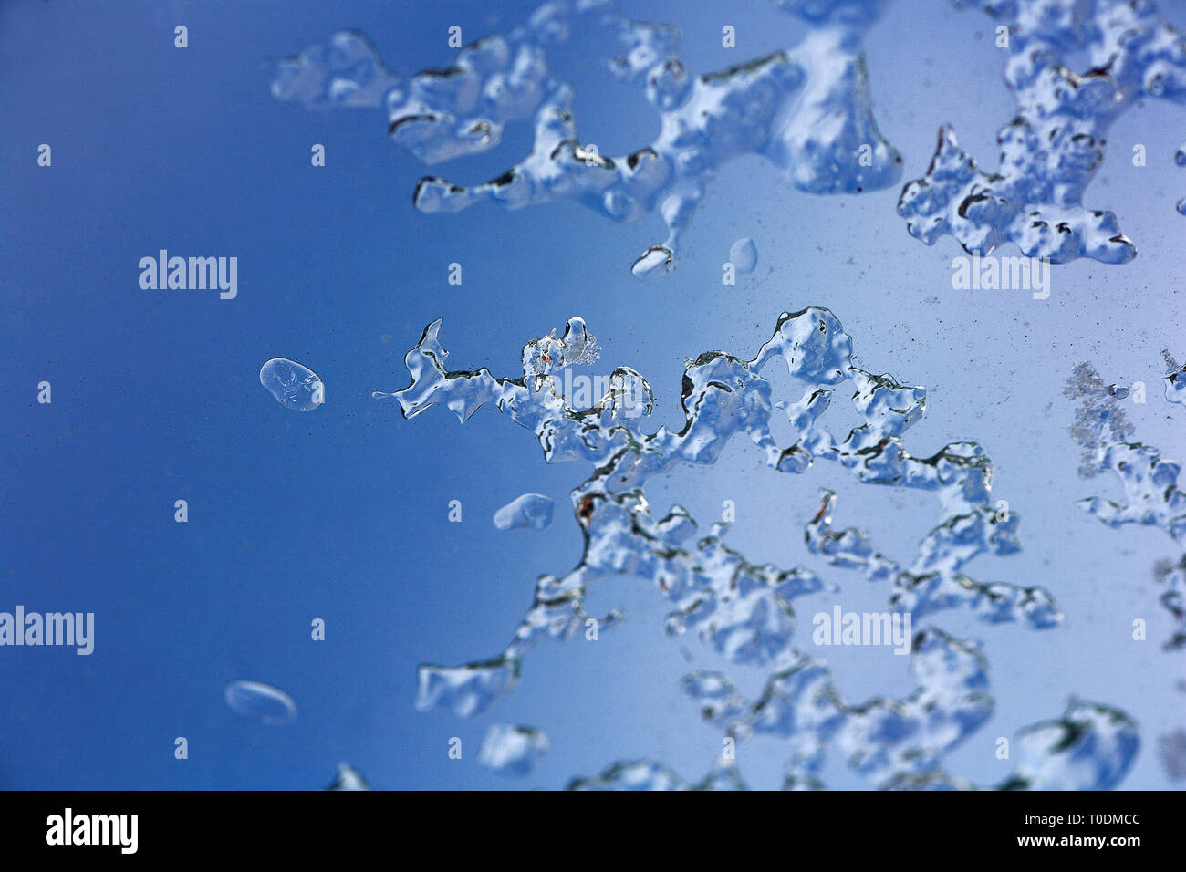 Blue Ice abstrakten Makro Hintergrund hohe Qualität, flüssige Tropfen, Winter Aufnahmen mit Canon EOS 5D Stockfoto