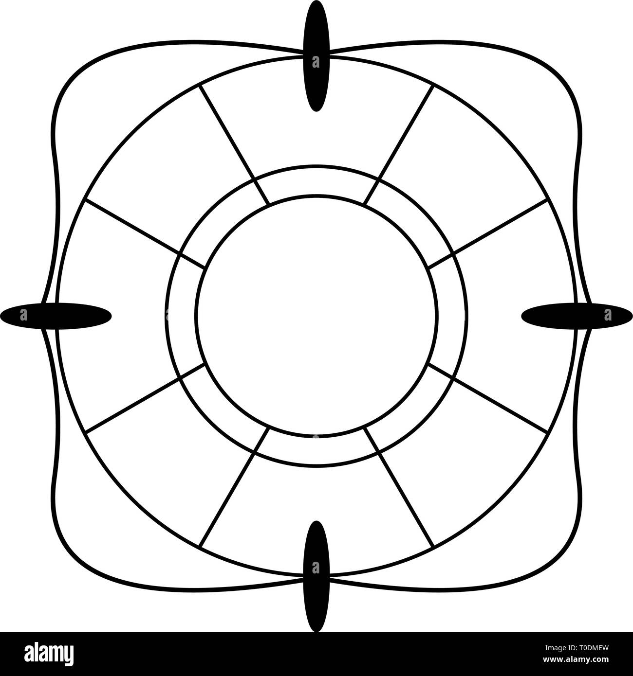 Lifesaver Float-Symbol in Schwarz und Weiß isoliert Stock Vektor